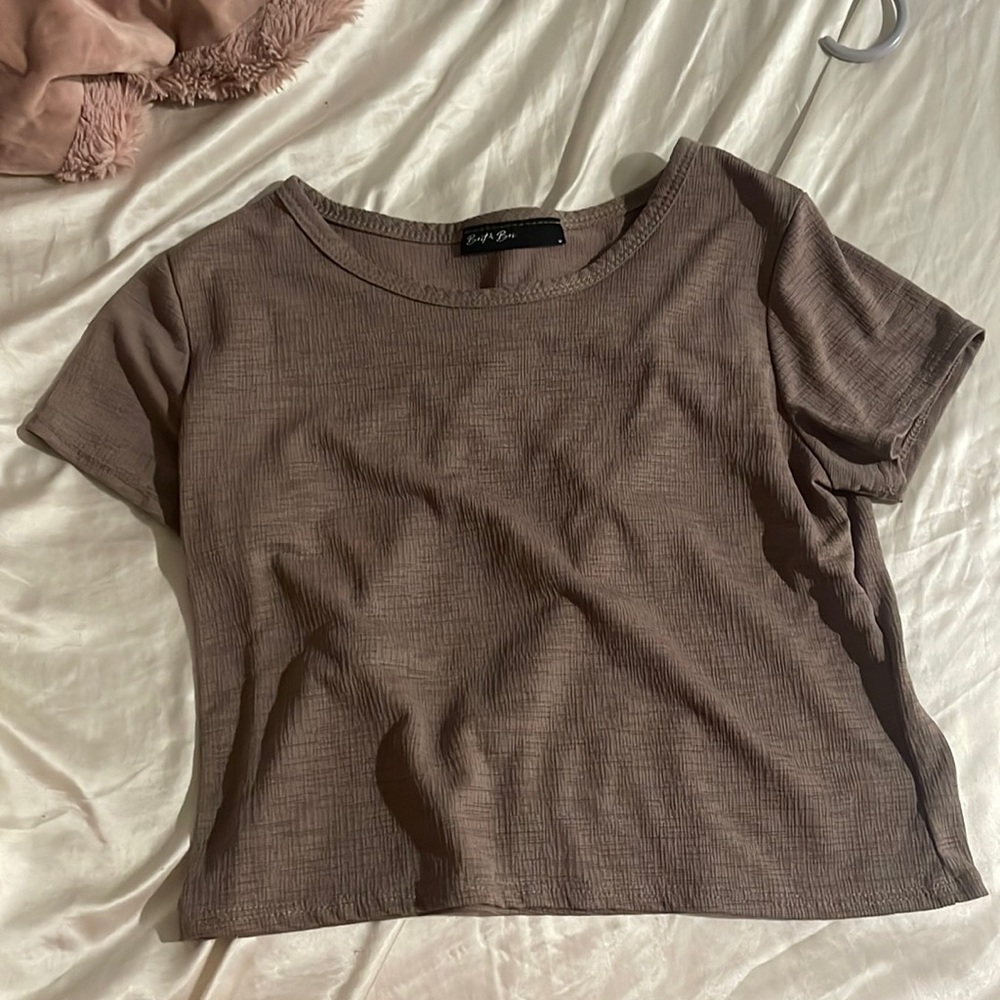 Brit & Bri Cropped T-Shirt. Material is a little scratchy, but not uncomfy.